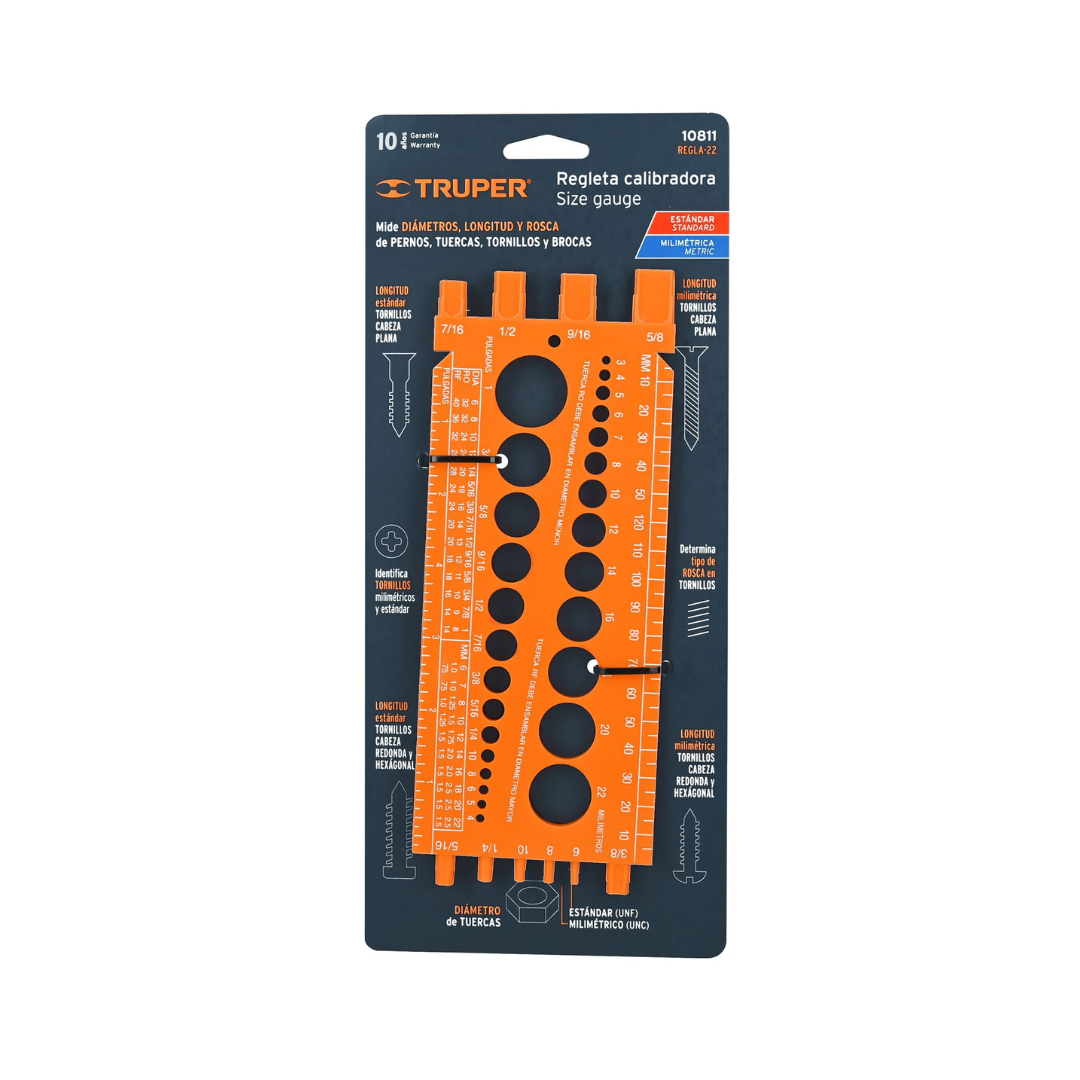 Plantilla Medidora De Tuercas Y Tornillos TRUPER Tool Express