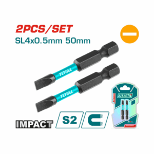 Puntas De Destornillador De Impacto SL4 50Mm S2 Set De 2 Pzas. Magnético. Tipo Plano.