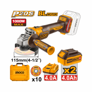 Pulidora Inalámbrica 20V 4 1/2 con 2 Baterías 4Ah y Cargador INGCO UCAGLI271532